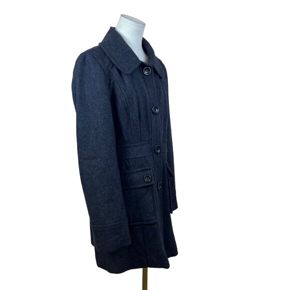 Anthropologie Tulle Women's Charcoal Wool Blend Button Front Coat Sz L - Picture 2 of 10